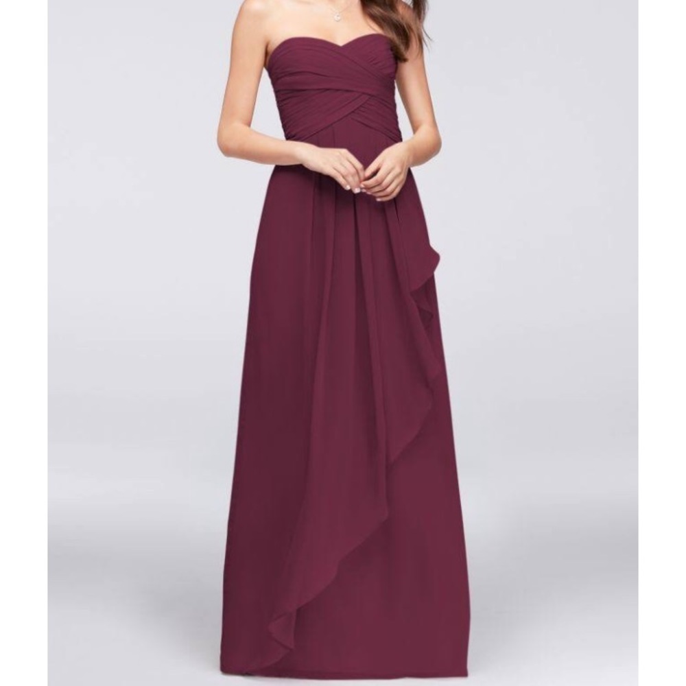 David's Bridal Strapless Crinkle Chiffon Dress